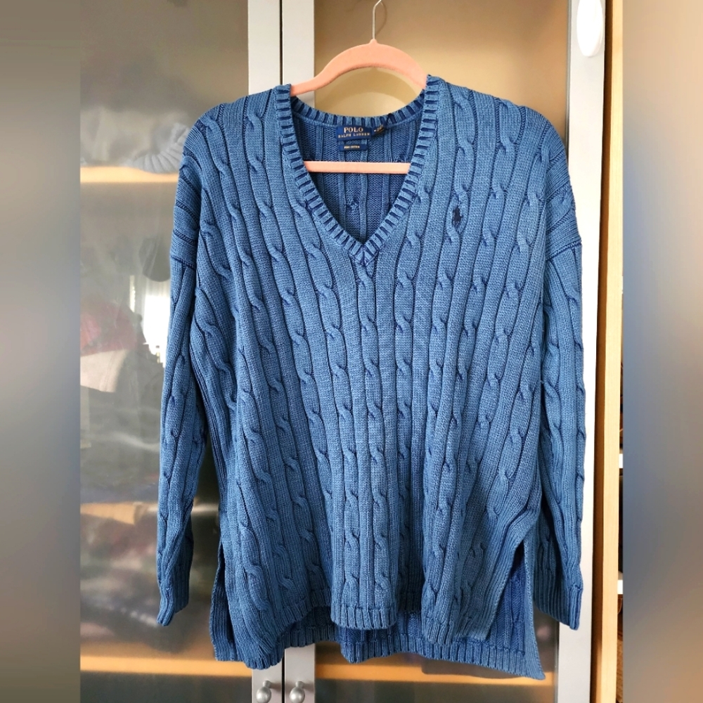 Ralph Lauren Denim Blue V-neck Sweater
